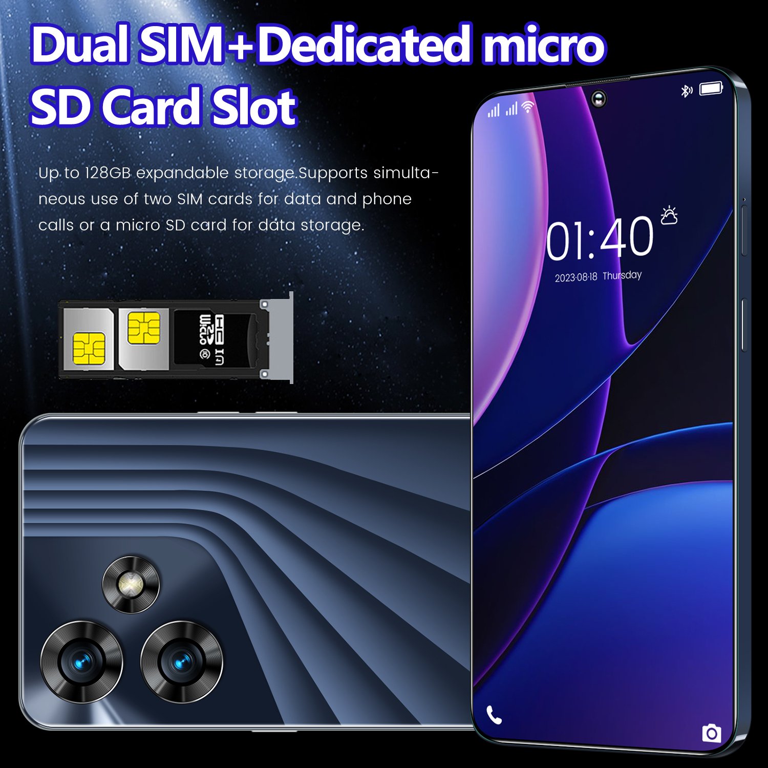 4G Smart Phone 2024 New Original 3GB 64GB 6.5inch Mobile Phone Android9 Celular Telefon Feature Type-c MTK6737 Quad Core Phone